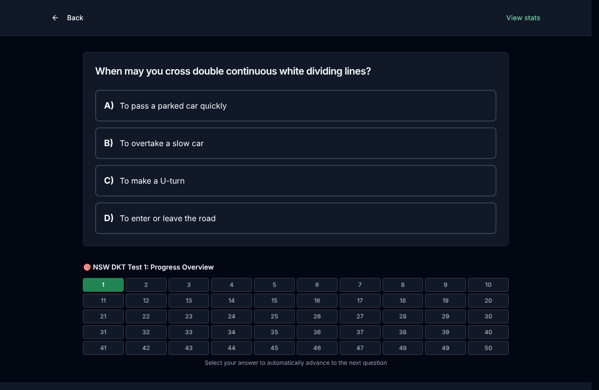 Tigertest NSW DKT practice test on desktop