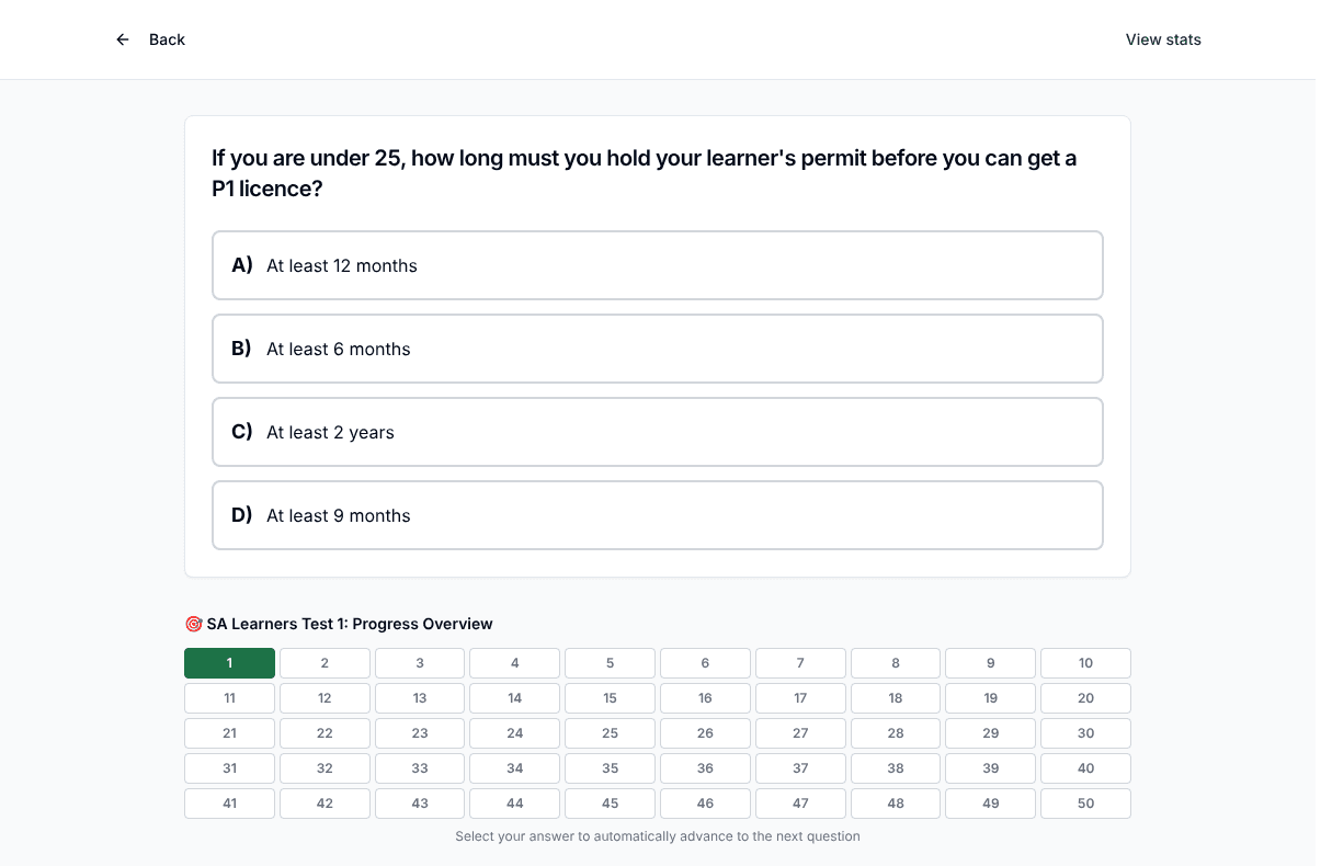 Tigertest SA Learners practice test on desktop
