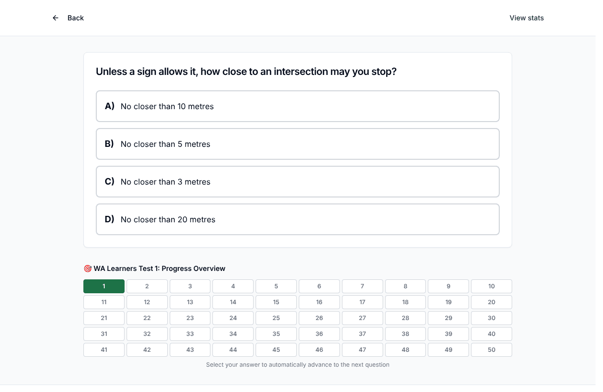Tigertest WA Learners practice test on desktop