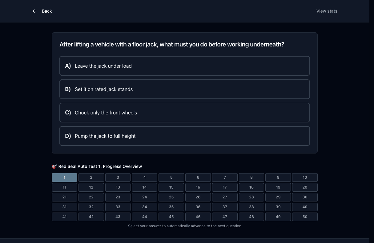 Tigertest Red Seal Auto practice test on desktop