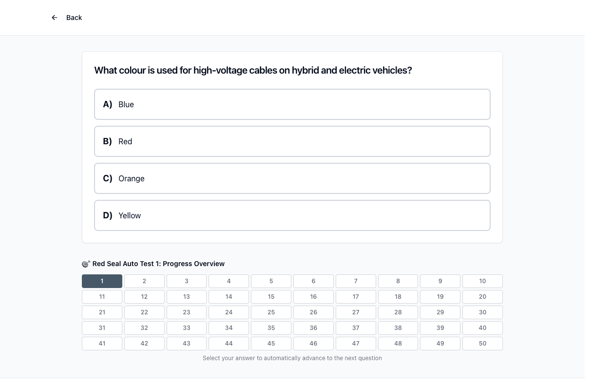 Tigertest Red Seal Auto practice test on desktop