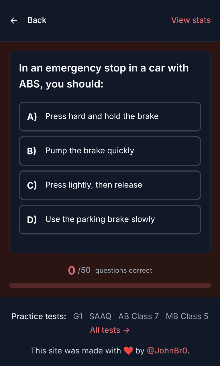Tigertest ICBC practice test training mode on mobile
