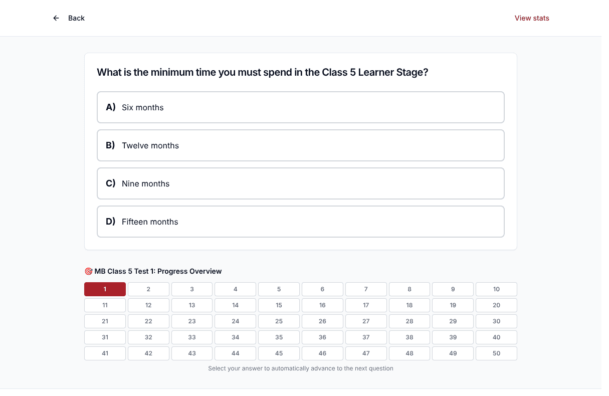 Tigertest MB Class 5 practice test on desktop