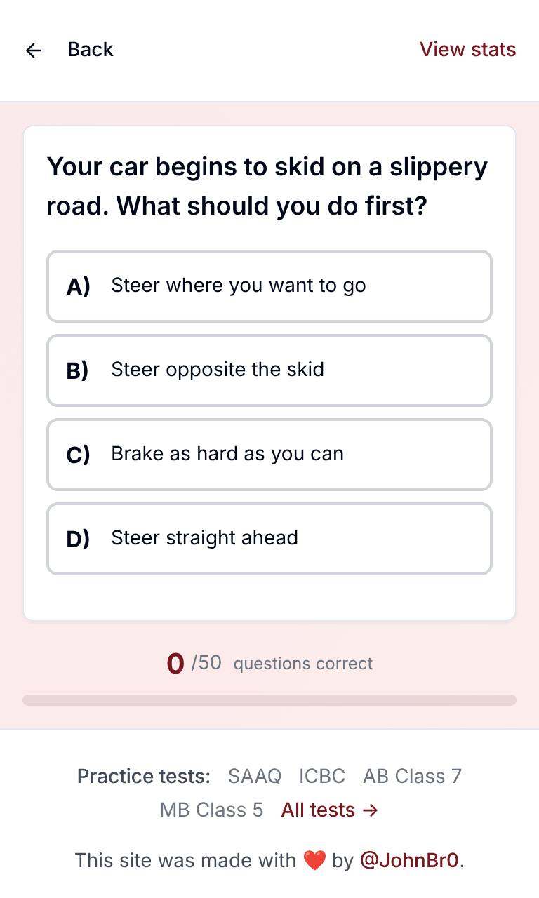 Tigertest G1 practice test training mode on mobile