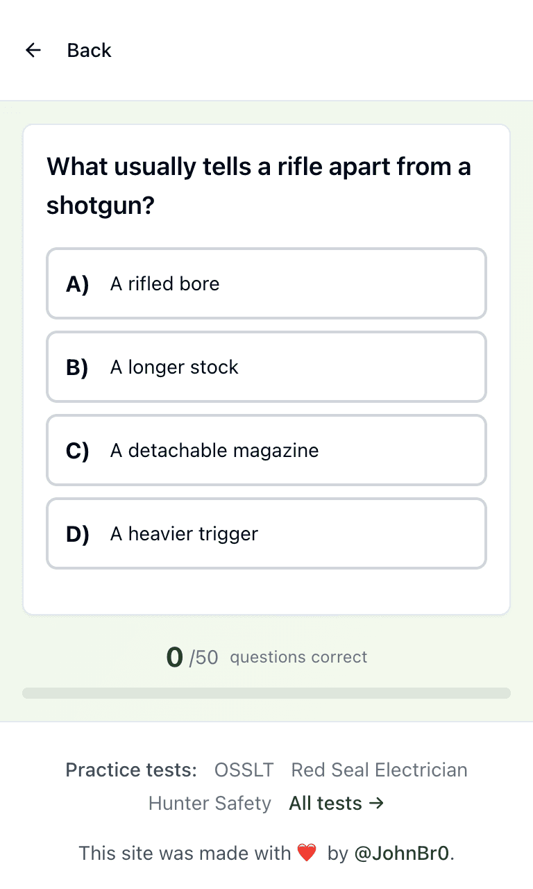 Tigertest CFSC practice test training mode on mobile