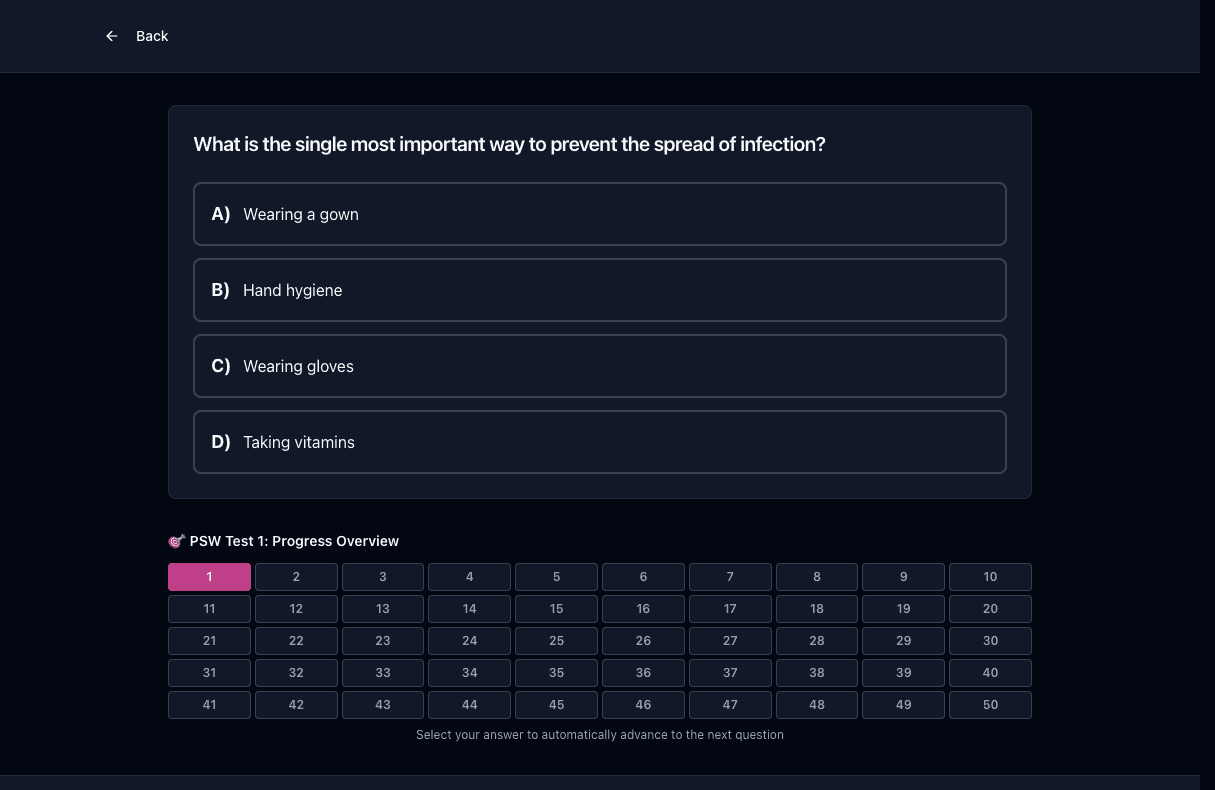 Tigertest PSW practice test on desktop