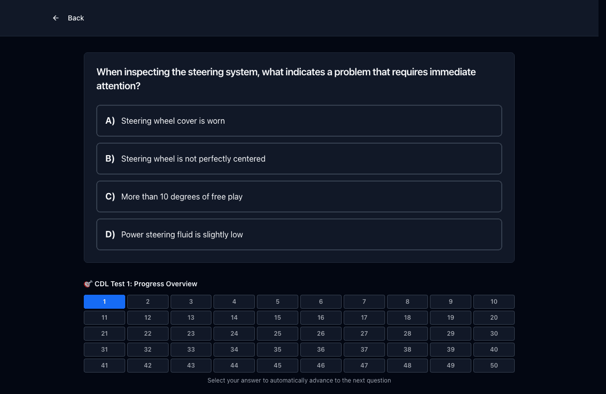 TigerTest CDL practice test on desktop