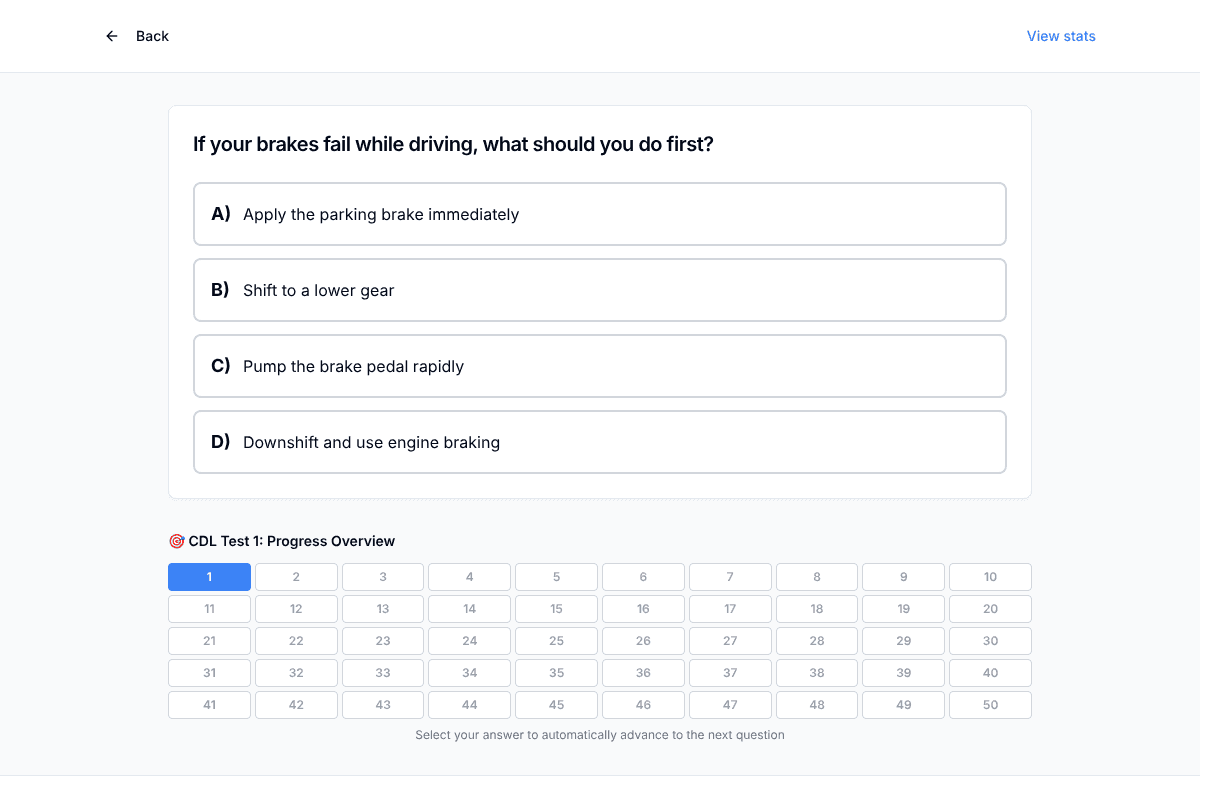 TigerTest CDL practice test on desktop
