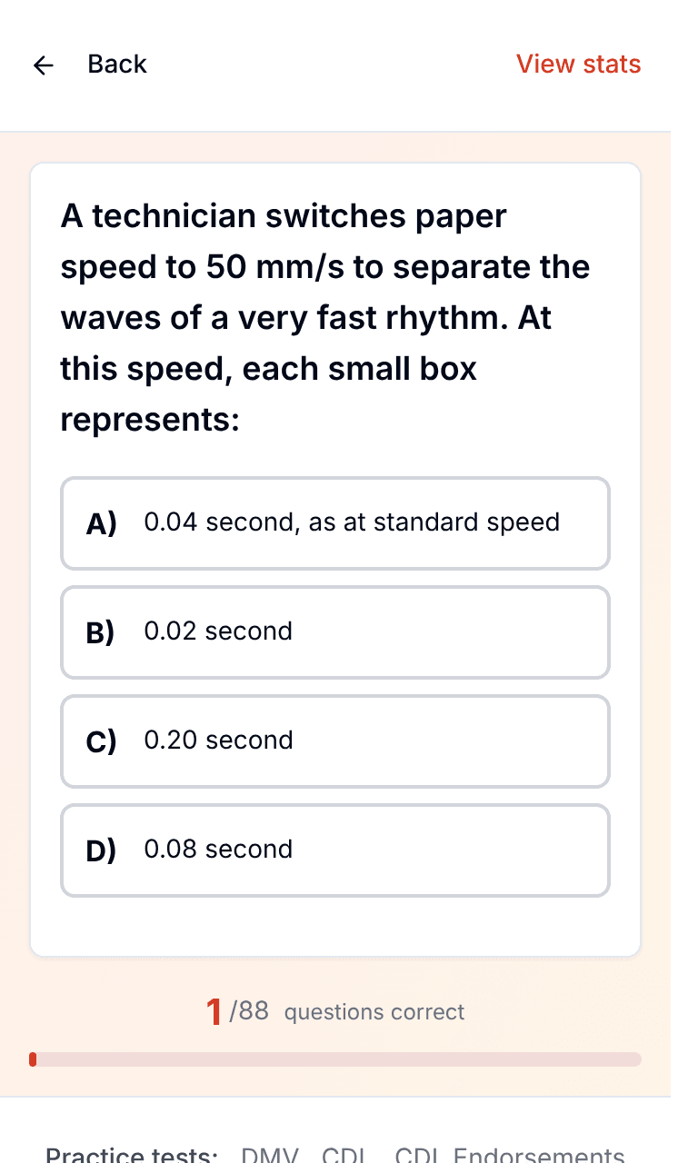 TigerTest EKG practice test training mode on mobile