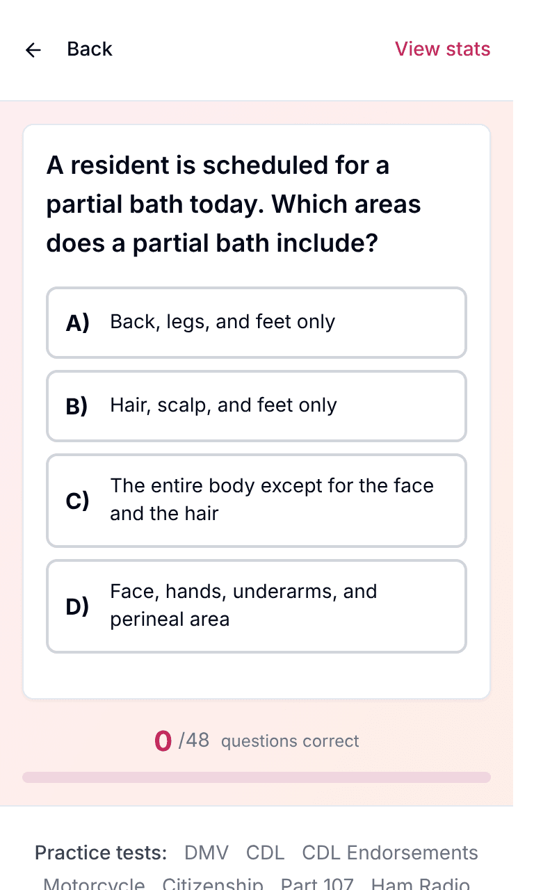 TigerTest CNA practice test training mode on mobile
