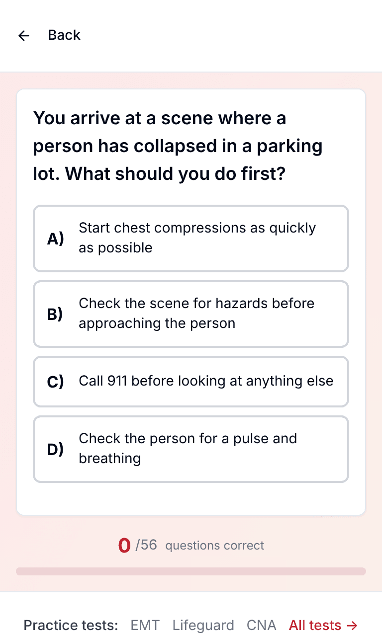 TigerTest CPR practice test training mode on mobile