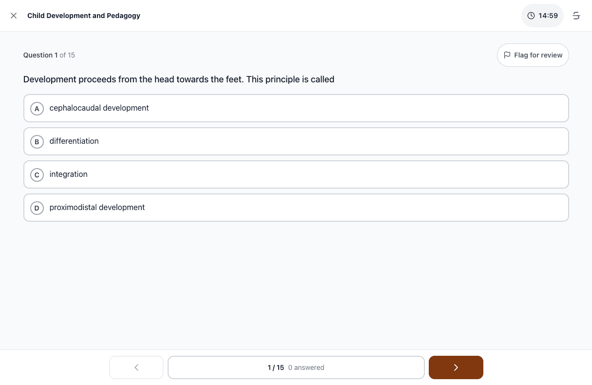 Tigertest CTET practice test on desktop
