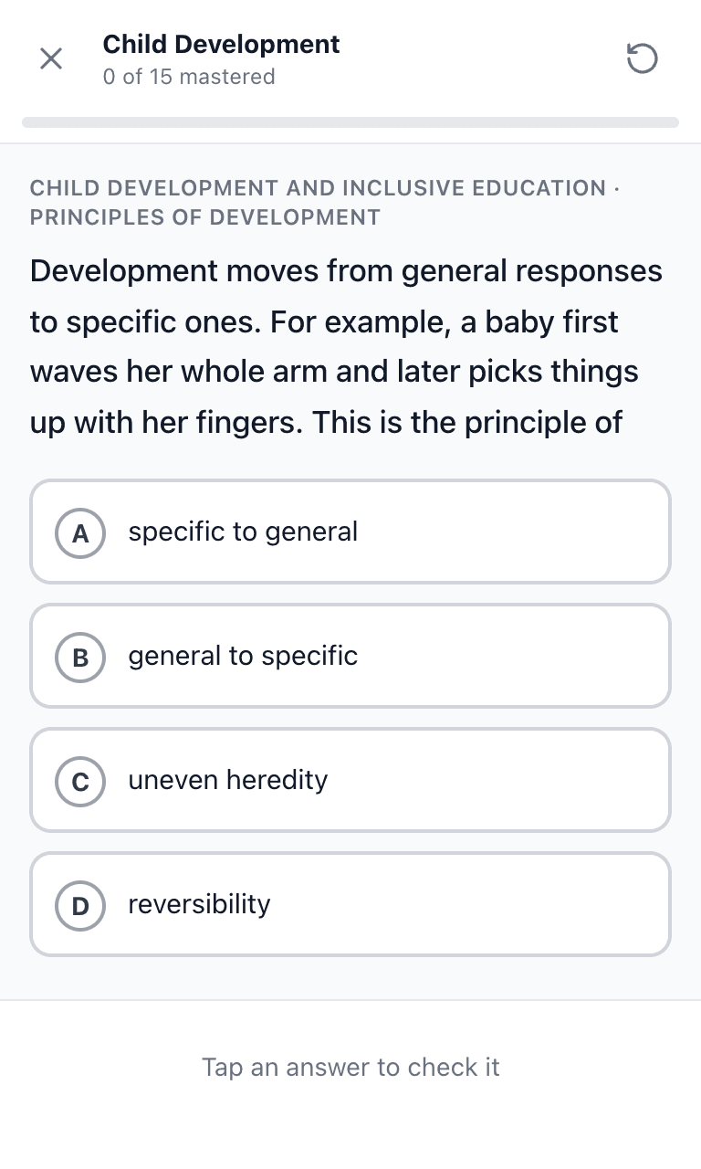Tigertest CTET practice test training mode on mobile