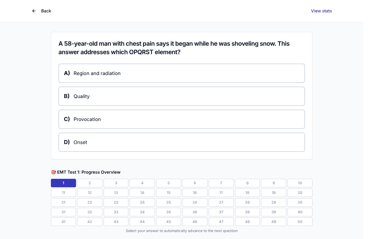 TigerTest EMT practice test on desktop