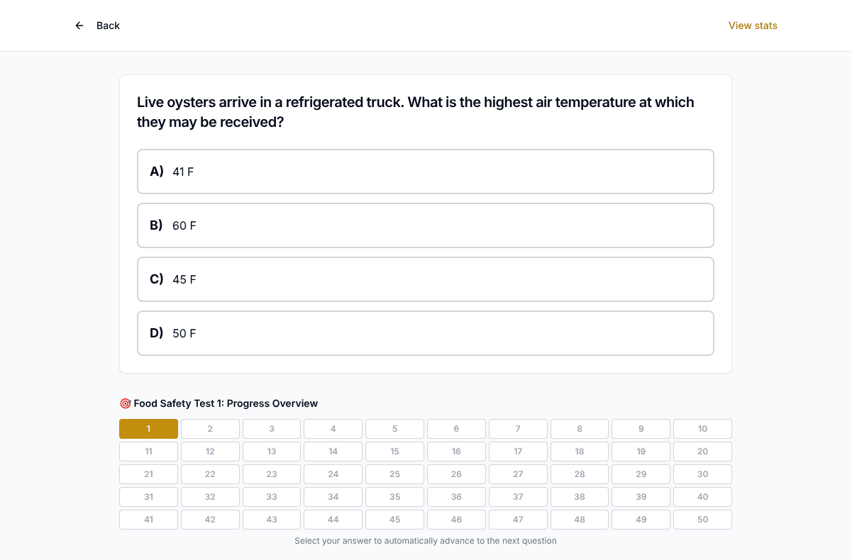 TigerTest Food Safety practice test on desktop