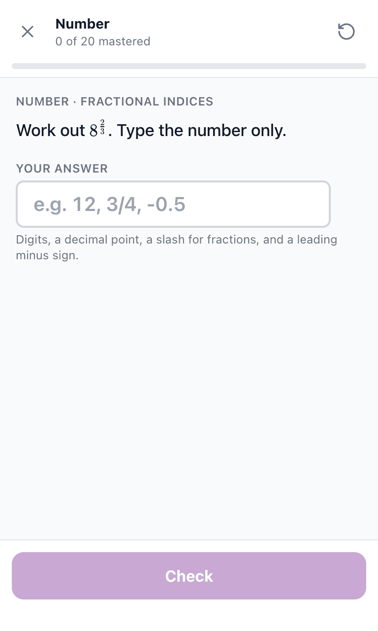 Tigertest GCSE Maths Higher practice test training mode on mobile