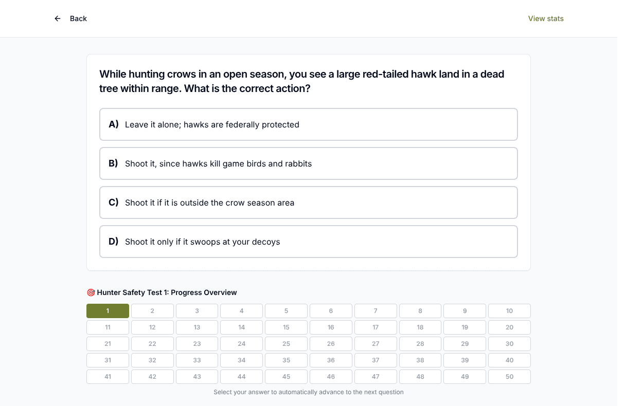 TigerTest Hunter Safety practice test on desktop