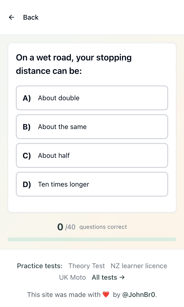 Tigertest Theory Test practice test training mode on mobile