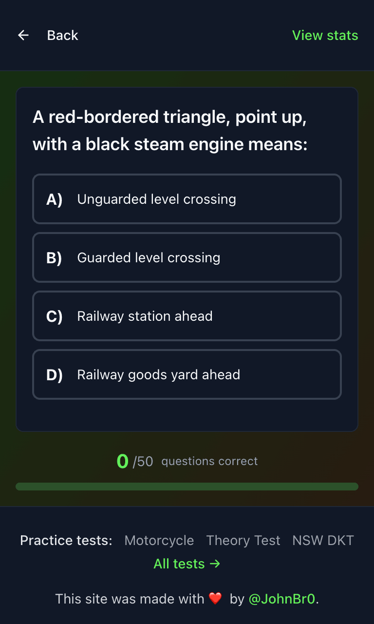 Tigertest LL Test practice test training mode on mobile