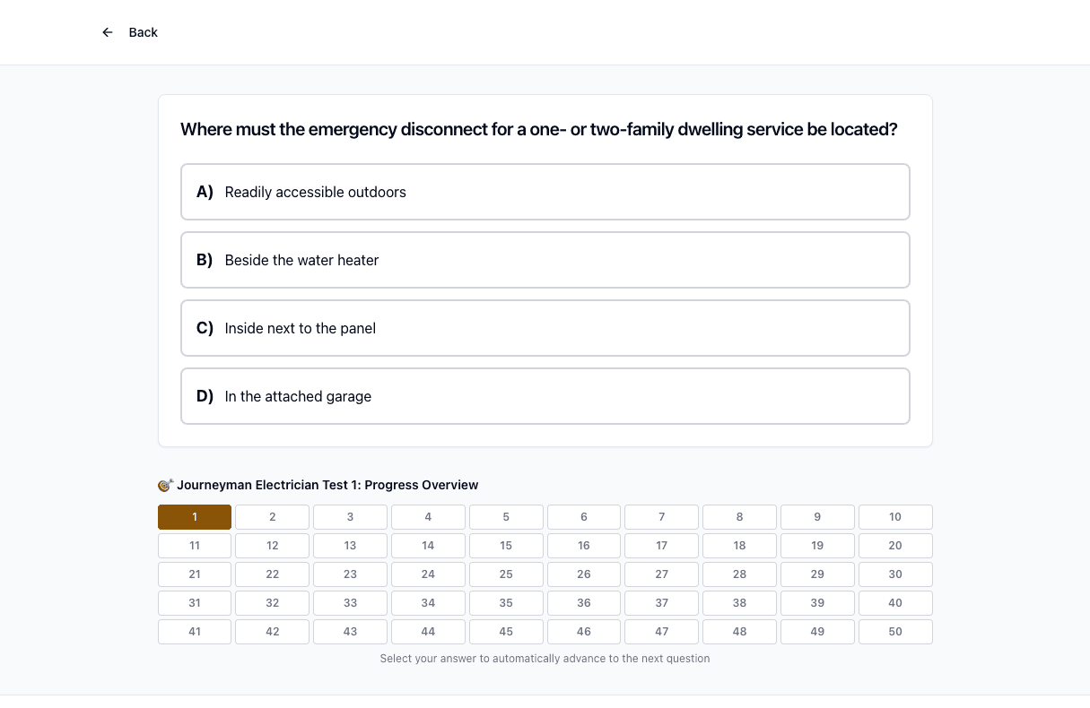 Tigertest Journeyman Electrician practice test on desktop
