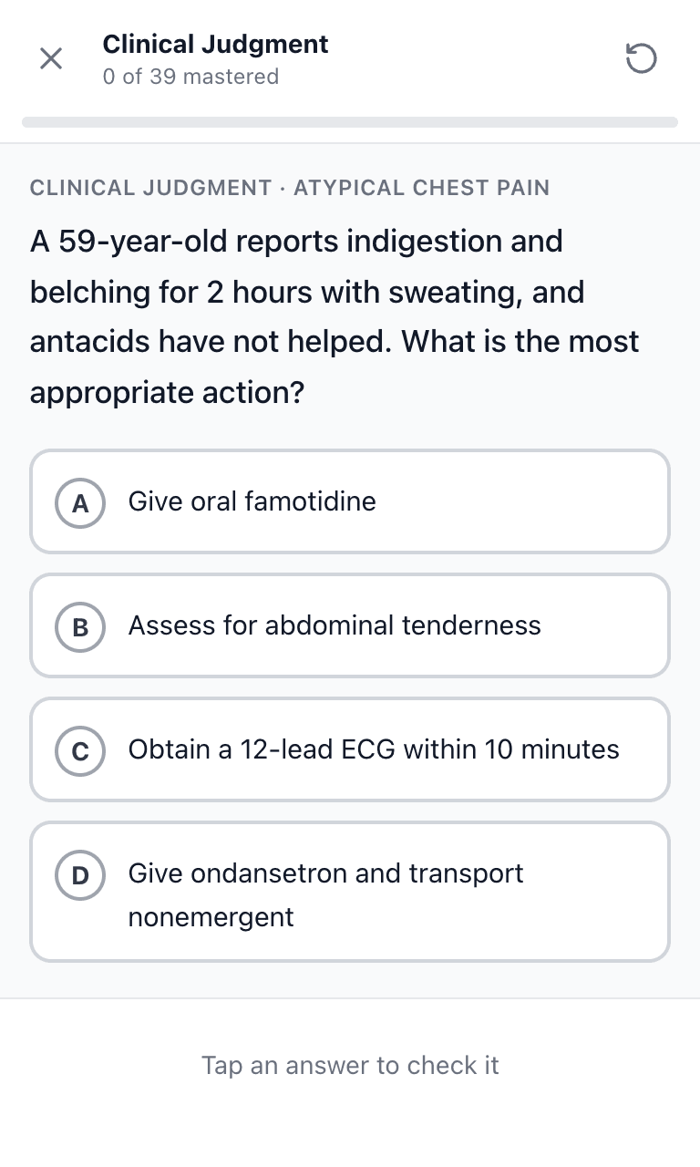 TigerTest Paramedic practice test training mode on mobile