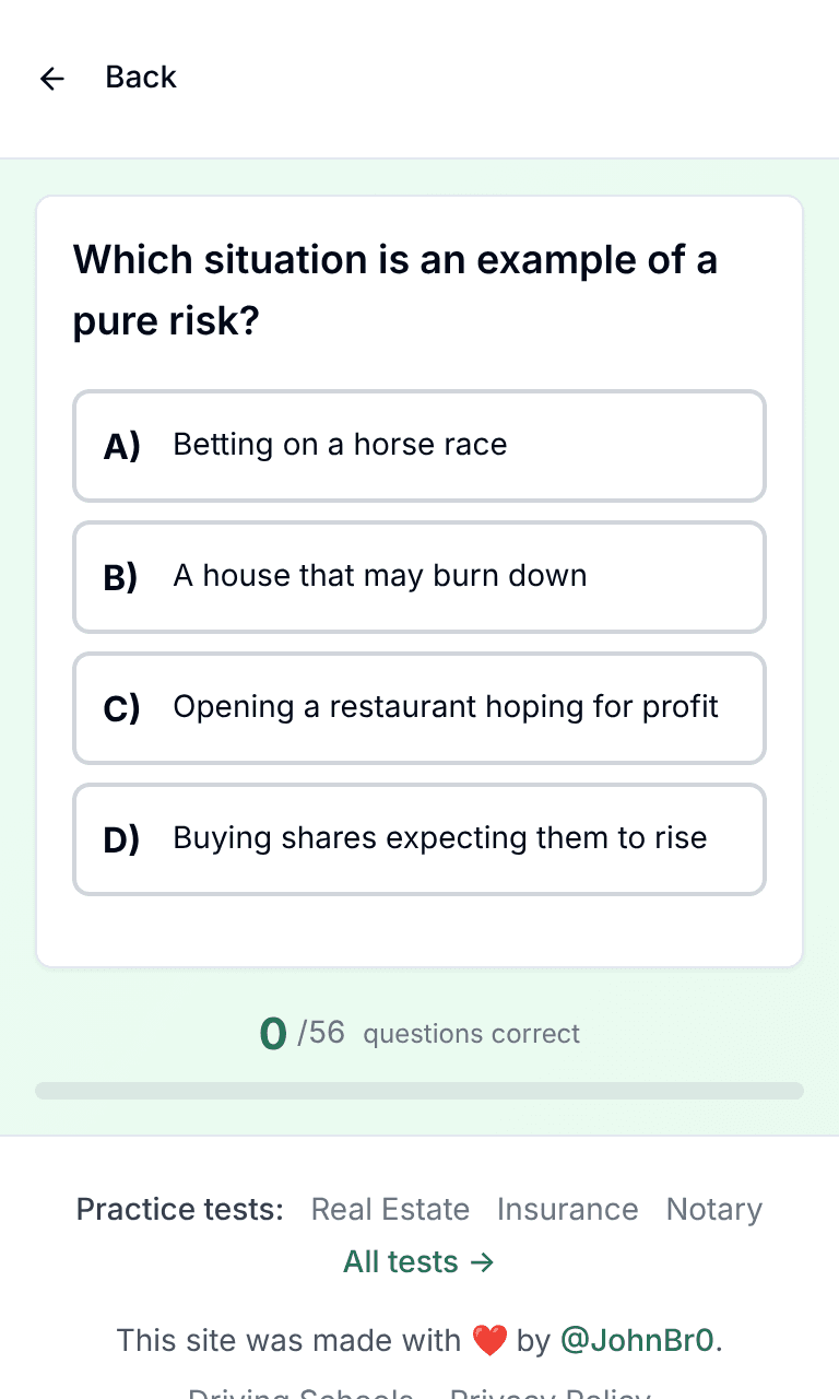 TigerTest P&C practice test training mode on mobile