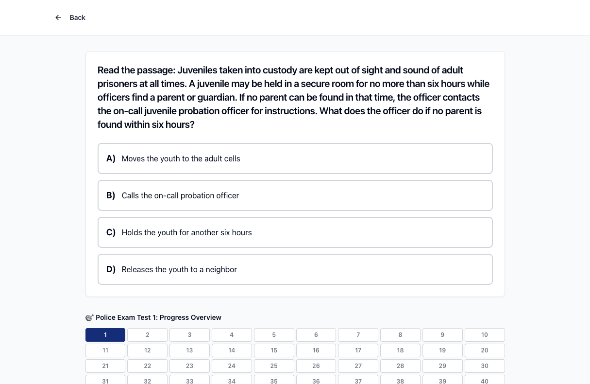 Tigertest Police Exam practice test on desktop