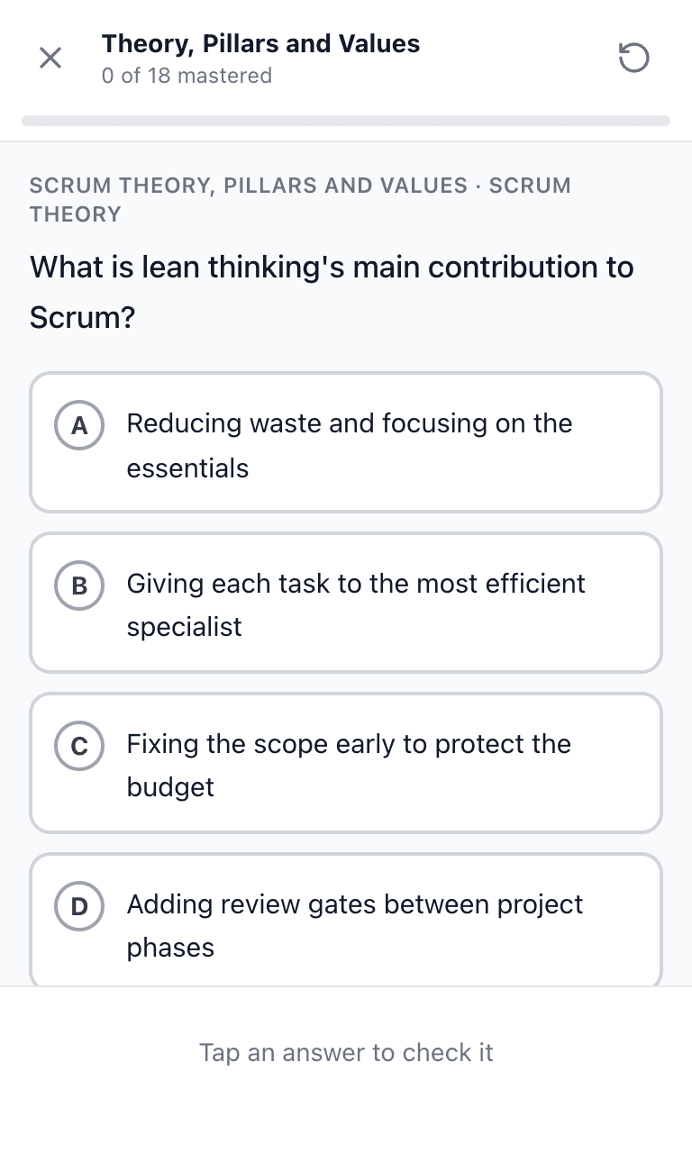 Tigertest PSM I practice test training mode on mobile