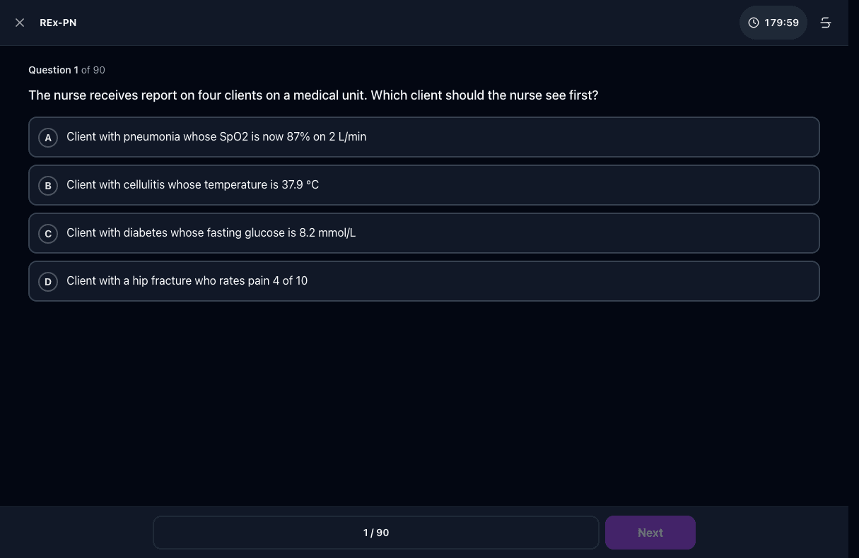 Tigertest REx-PN practice test on desktop