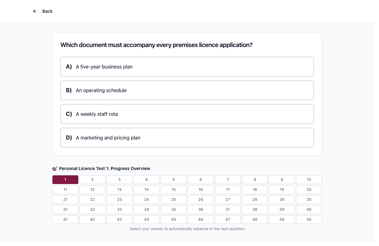 Tigertest Personal Licence practice test on desktop