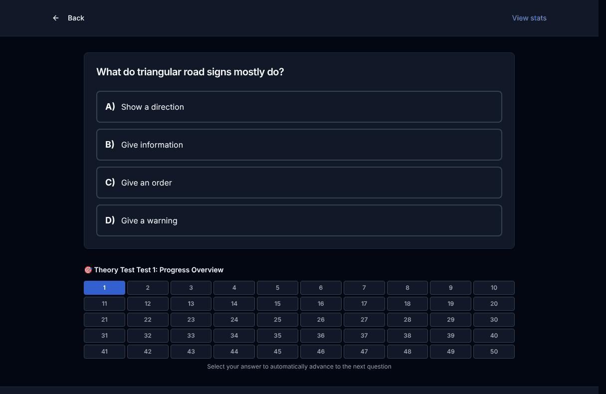 Tigertest Theory Test practice test on desktop