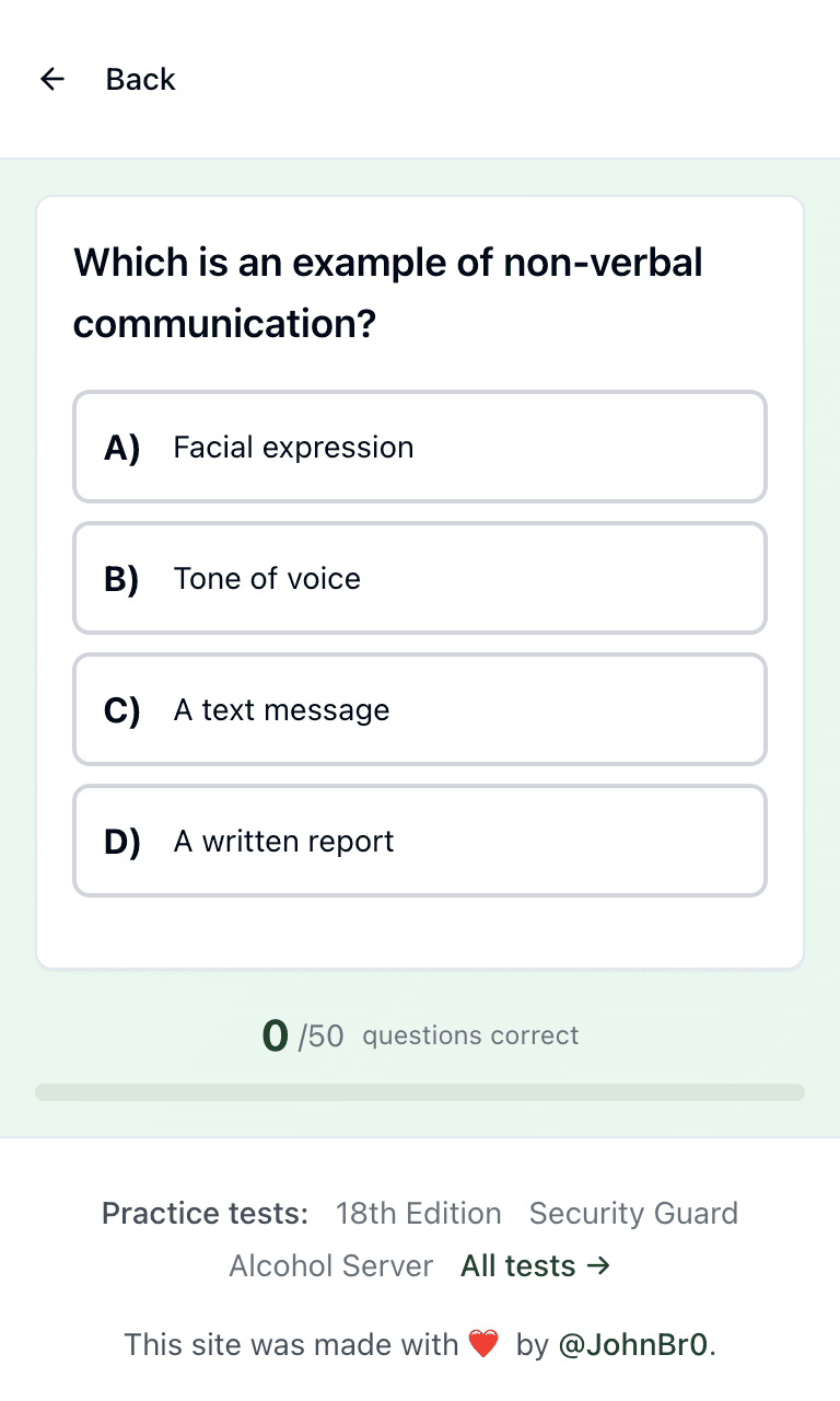 Tigertest Door Supervisor practice test training mode on mobile