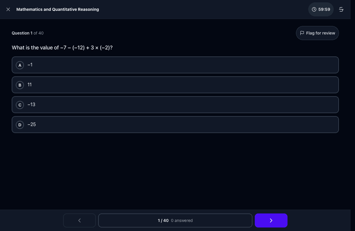 Tigertest Vic Selective practice test on desktop